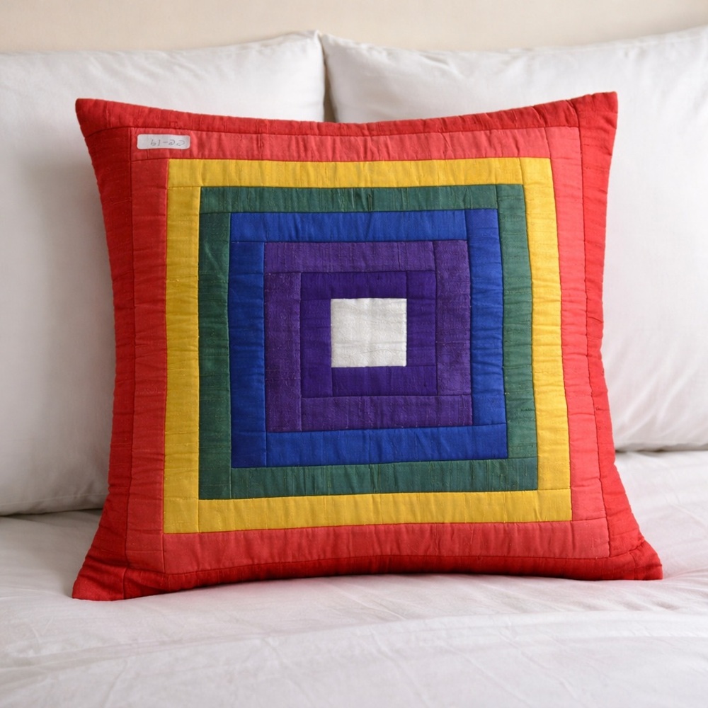 Rainbow Colorful Design Silk Euro Sham With Zipper On Back NEW